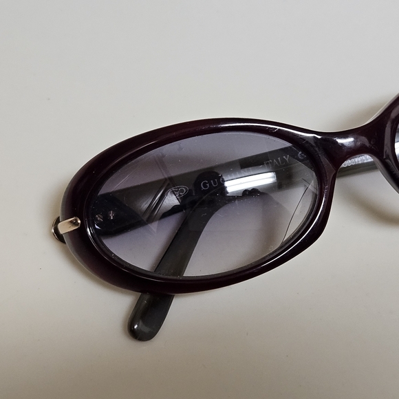 Guchini Sunglasses Burgundy Frame With Gray Gradient Lenses Gold Hardware - Picture 16 of 16